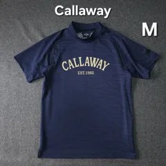 【👌値下げ交渉受付中】極美品 Callaway 近年モデル モックネックシャツ 半袖 ゴルフポロシャツ M ネイビー 総柄 ストレッチ 速乾 キャロウェイ