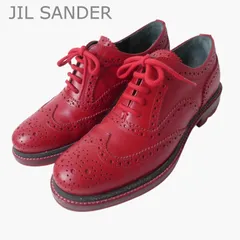 美品 JIL SANDER ジルサンダー 革靴 ビジネスシューズ ローファー ウイングチップ メダリオン 内羽根 レザー レッド サイズ35.5 約22.5cm レディースのサムネイル