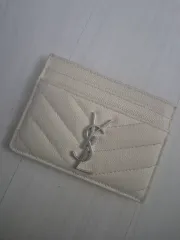 Saint Laurent サンローラン カードウォレット アイボリー 麦 アイボリー キャビア シルバー ロゴ