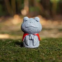 Maatsu カエル お地蔵さん 置物 グッズ インテリア オブジェ ガーデン 雑貨 人形 開運 玄関 庭 癒し (蛙(小),  小)のサムネイル