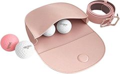 Maatsu Golf Ball Case with Belt, Holds 6 Balls, Lightweight Storage Pouch, Magnetic Closure, Women's (Pink)
