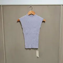 【美品】【新品タグ付き】★コンパクトな襟ぐりは薄着にありがちな脇からの下着のチラ見えを軽減★ セゾンドパピヨン SAISON DE PAPILLON 『すっきり魅せのリブサマーニット』フレンチスリーブ切り替えサマーニットトップス 【M】のサムネイル