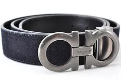 Salvatore Ferragamo サルヴァトーレフェラガモ SP-67 5544 ベルト ダブルガンチーニ クロコ型押し スウェード レザー 革 ブラック  黒のサムネイル