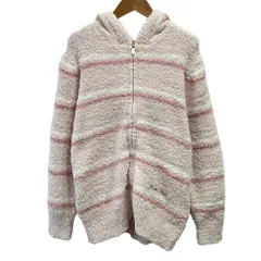 美品 24AW GELATO PIQUE ジェラートピケ ボーダー柄モコモコパーカー ルームウェア Ｆピンク レディース 古着 中古 USED