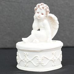 美品 ヴィンテージ 陶器製 天使と薔薇 小物入れ - メルカリ