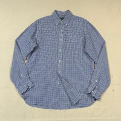 ジバンシィ チェック 長袖 シャツ ロングポイントカラー L 黄青白 綿混 