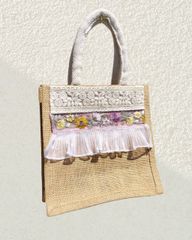 ジュートバッグ ꕥ インド綿 ブロックプリント ハンドメイド ジュートバッグ ꕥ インド綿 ブロックプリント 刺繍 - メルカリ