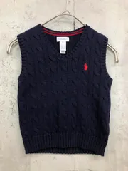 Ralph Lauren ラルフローレン ワンポイント 刺繍 Vネック ケーブル二ット ベスト size24M/紺 ■◇ キッズ