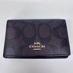 OG264332345 COACH コーチ ビジネス カードケース シグネチャー キャンバス PVC　ウォルナット/ブラック