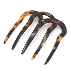 ALEXANDRE de PARIS(アレクサンドル ドゥ パリ) アクセサリー美品  - ダークブラウン×ダークイエロー かんざし/コーム型のサムネイル