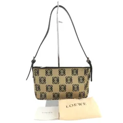 LOEWE ロエベ ワンショルダーバッグ ハンドバッグ キャンバス アナグラム ブラウンｘブラック スペイン製 rk10391