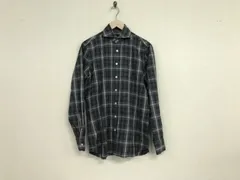 本物ラルディーニLARDINIコットンチェック柄長袖シャツメンズサーフアメカジワークミリタリーストリートスケータービジネススーツモードゴルフドレスグレー39Sイタリア製のサムネイル