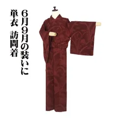 単衣 訪問着 化繊 赤茶紫 牡丹 桔梗 南天 笹 ki32201 SSサイズ 美品 送料込み