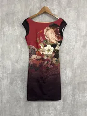 Desigual デシグアル 花柄 ノースリーブ Aライン ワンピース sizeS/黒 ■◆ レディース