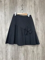 M’ｓ Ｇｒａｃｙ エムズグレイシー ストライプ柄 フレア Aライン 台形 スカート size38/黒 ■■ レディースのサムネイル