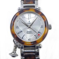 Vivienne Westwood Orb VV006SLBR watch, silver dial, Roman numerals, tortoiseshell bezel, stainless steel, quartz analog movement. [Pre-owned]