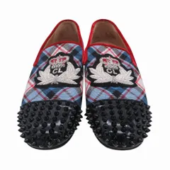 Christian Louboutin クリスチャンルブタン スパイク タータンチェック オペラシューズ ライトブルー  40 25.5cm メンズ 【中古】のサムネイル