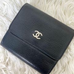 正規品 シャネル CHANEL 三つ折り財布 ココマーク ブラック 黒 レザー
