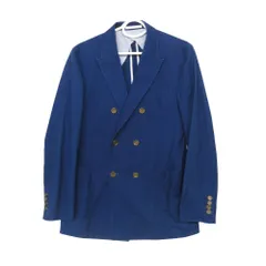 BURBERRY BLACK LABEL バーバリーブラックレーベル テーラードジャケット 金ボタン ダブルブレスト ピークドラペル アウター ブルー L メンズ 【中古】
