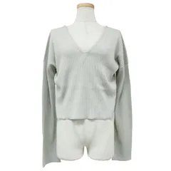 美品 JANE SMITH ジェーンスミス Plage 別注 カットソー 24春夏 ライトグレー FREE Vネック リブ ショート丈 長袖 トップス プルオーバー オフィス カジュアル きれいめ 無地【レディース】のサムネイル