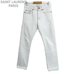 サンローランパリ SAINT LAURENT PARIS デニムパンツ ジーンズ ジーパン テーパード ボタンフライ コットン オフホワイト サイズW27 レディースのサムネイル