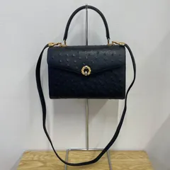 ■オーストリッチ 黒 2WAY ハンドバッグ A26-1339