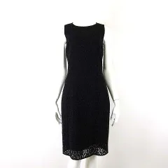 ペニーブラック PENNYBLACK ワンピース ドレスワンピース ノースリーブ 総レース 刺繍 M 6 黒 ブラック 美品
