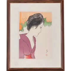 竹久夢二 「晩夏の女」リトグラフ 額装 - メルカリ