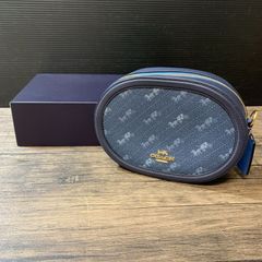 COACH ダークブルー オーバル型ショルダーバッグ - メルカリ