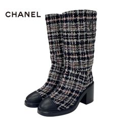 ブラックピンクジェニ着用CHANEL レインブーツブラック 38サイズ