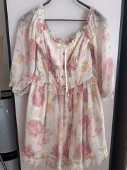 LIZLISA♡パワーネット花柄レース♡ぼかし花柄パフスリーブ袖