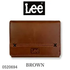 ブラウン Lee リー クロス 0694 二折 財布 牛革 本革 ボンデットレザー ワックスコードのサムネイル