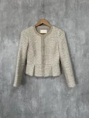 NATURAL BEAUTY ナチュラルビューティー ツイード ノーカラー ジャケット size36/ベージュ ◇■ レディースのサムネイル