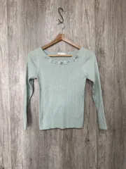 PROPORTION プロポーション ボディドレッシング ビジュー ラメ リブ ニット セーター size2/黄緑 ■◇ レディースのサムネイル