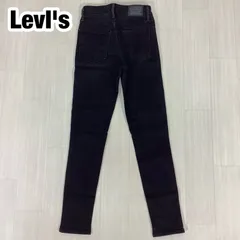 【良好】LevI's 712 HIGH RISE SKINNY ストレッチ ハイライズ スキニーデニム ブラックデニム W26 L30 黒 紙パッチ 総丈96cm ウエスト61cm 股上26cm 股下70cm ワタリ20.5cm 裾幅12cm【古着】