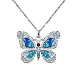 箱付 ANNA SUI アナスイ バタフライ カラーストーン ロングネックレス 