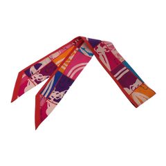 美品 エルメス ツイリー シルクスカーフ ズアヴ ドラゴン オレンジ