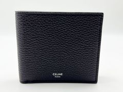 727箱付✨未使用級✨CELINE セリーヌ 折り財布 ロゴ シボ革 ブラック