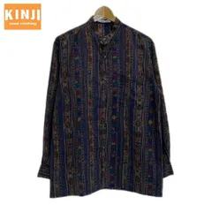 【中古】　TOPIC　柄シャツ　長袖　シャツ　トップス　レギュラーカラー　胸ポケット　日本製　レトロ　80'sファッション　古着　/1992