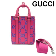 ● 美品 グッチ GUCCI ミニトートバッグ ショルダーバッグ GGエンボス モノグラム パンチング 2WAY ピンク ブルー レザー レディース 6D244