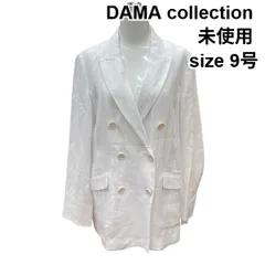 □ 未使用 ダーマコレクション DAMA サマージャケット テーラード ダブルブレスト 長袖 オーバーサイズ 白 麻 9号 M レディース Z6C818のサムネイル