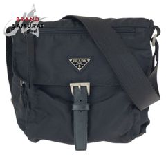 PRADA プラダ テスート 三角ロゴプレート ブラック 黒 シルバー金具