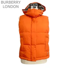 バーバリーロンドン BURBERRY LONDON ダウンベスト 2WAY フード 裏地ノバチェック柄 フルジップ オレンジ サイズ40 レディースのサムネイル