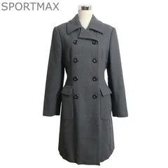 極美品 スポーツマックス SPORTMAX ロングコート チェスターコート ダブルブレスト ロング丈 グレー ウール サイズ42 レディースのサムネイル