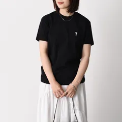 AMI ALEXANDRE MATTIUSSI AMI DE COEUR AMI PARIS アミパリス Tシャツ トップス Ami De Coeur ライトコットンジャージー HTS346 724 レディース ユニセックス ブラック 半袖 刺しゅう ロゴのサムネイル
