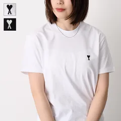 AMI ALEXANDRE MATTIUSSI AMI DE COEUR AMI PARIS アミパリス Tシャツ トップス ライトコットンジャージー HTS346 724 レディース ユニセックス ブラック ホワイト 半袖 刺しゅう ブランド ロゴ otocのサムネイル