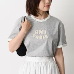 AMI PARIS アミパリス Tシャツ トップス ニットパッチ クラシックフィット AMI ALEXANDRE MATTIUSSI AMI DE COEUR UTS371 724 レディース ユニセックス グレー コットン 半袖 クルーネック 春夏のサムネイル