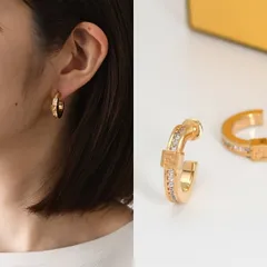 FENDI フェンディ ピアス アクセサリー フォーエバー フェンディ 8AL216 ATEP レディース ゴールド ブロンズ クリスタル フープピアス スタッズピアス FFロゴ