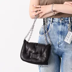 MAISON MARGIELA メゾン マルジェラ ショルダーバッグ 「グラム スラム」フラップ スモール SB1WG0019 P8840 レディース ブラック レザー ハンドバッグ チェーンストラップ ホワイトステッチ 2wayのサムネイル