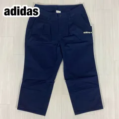 adidas NEO アディダスネオ 刺繍ロゴ クロップドパンツ S ネイビー 濃紺 総丈73cm ウエスト67cm 股上24cm 股下47cm ワタリ27cm 裾幅18.5cm【古着】のサムネイル